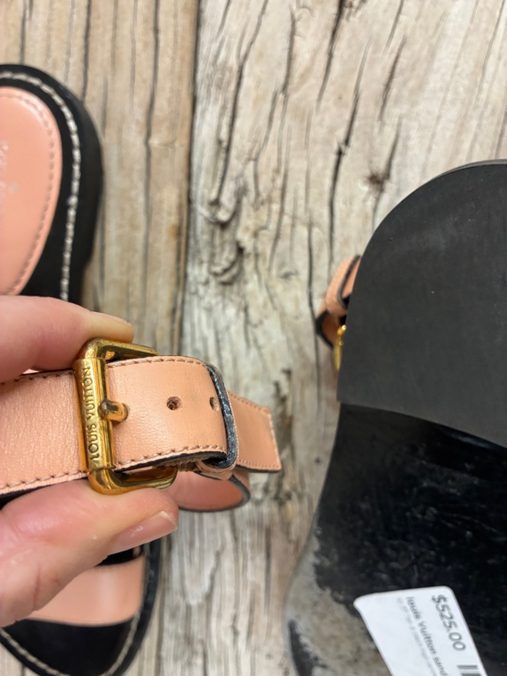 Louis Vuitton Brown and Tan Damier LV Ankle Strap Sandals size 37 - Picture 7 of 8